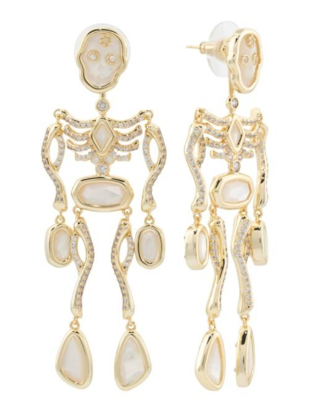KENDRA SCOTT Gold Ivory Mother Of Pearl Skeleton Statement Earrings